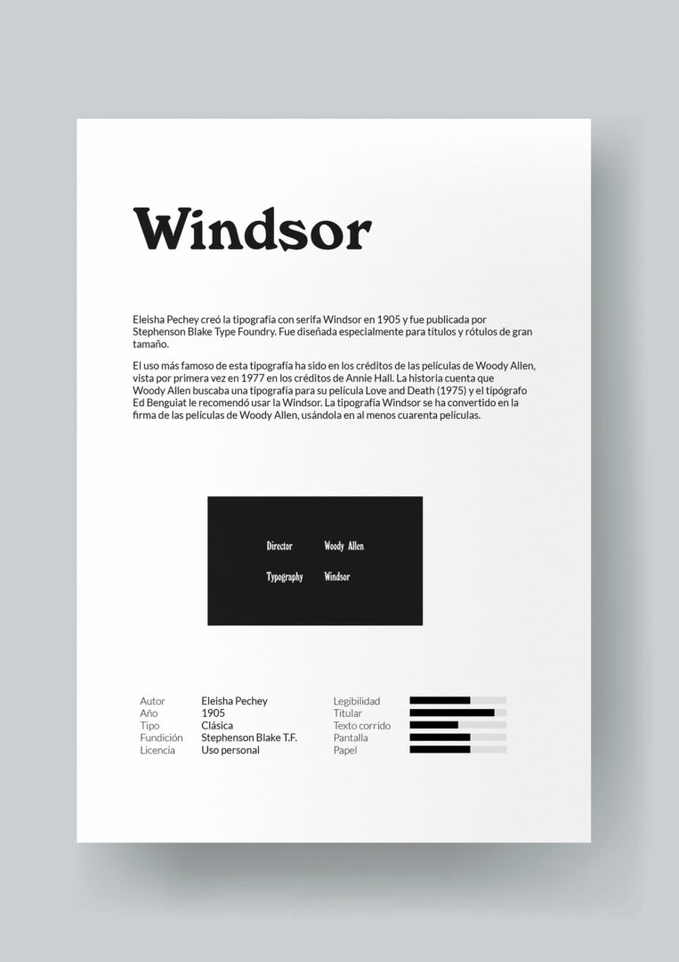 Diseño interior paleta tipográfica Tipografías de la gran pantalla tipografía Windsor
