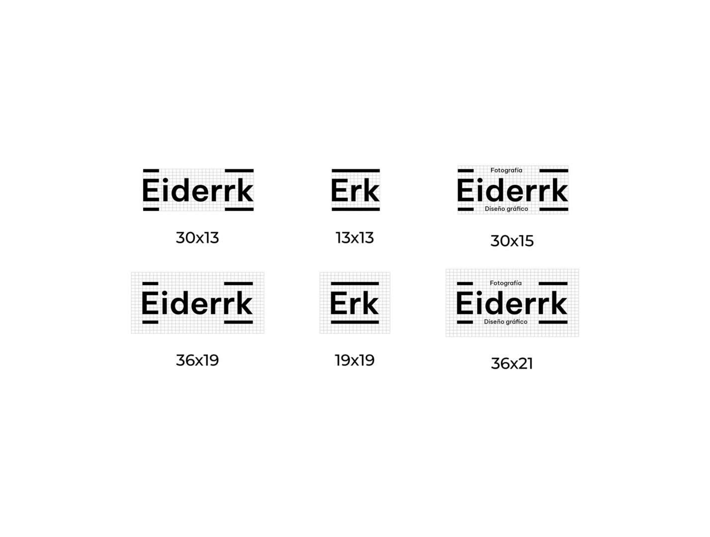 Logotipos e isotipos en retícula identidad visual Eiderrk