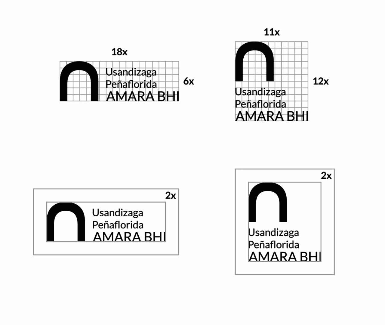 Logotipos en retícula identidad visual IES Usandizga Peñaflorida Amara BHI