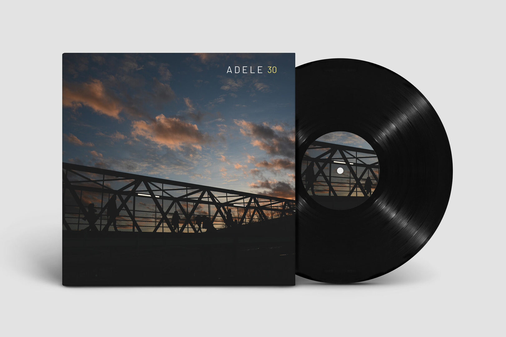 Rediseño Vinilo Adele 30 carátula delantera y disco cara A